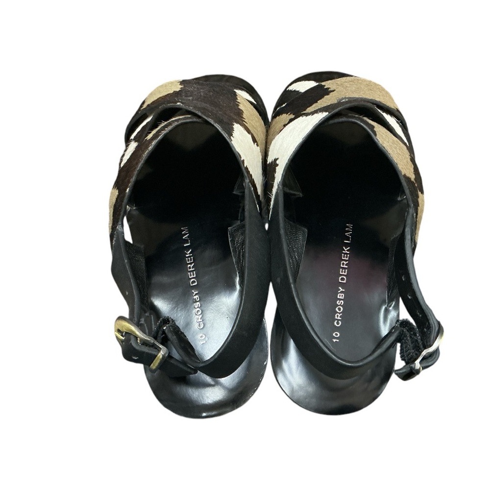 New Derek Lam Sandal flat “10 Crosby”‎ leather w “calf hair” wide straps 6
